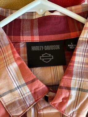 Harley-Davidson Men's HDMC Short Sleeve Plaid Woven Shirt, Red 96154-16VM Small